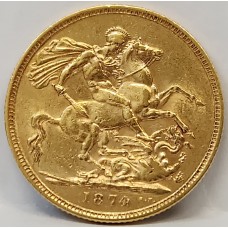 AUSTRALIA 1874 . ONE 1 SOVEREIGN . SYDNEY . GOLD